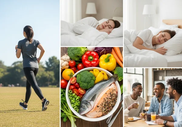 senaman, tidur, diet, sosial