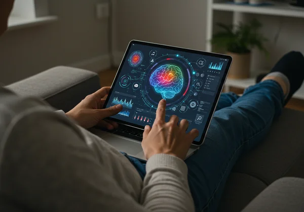 Orang mengambil penilaian kognitif dalam talian pada tablet