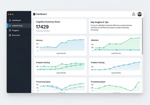 Cognitive assessment dashboard with visualized data