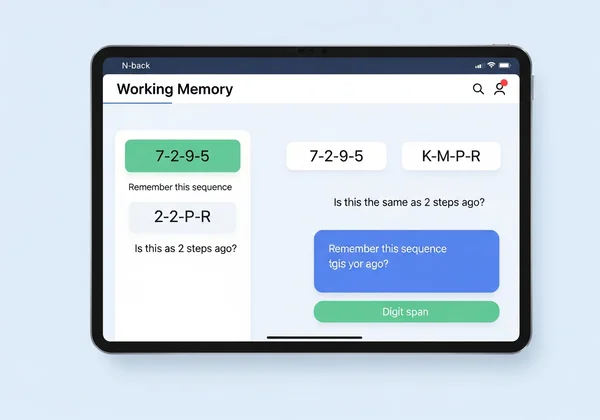 User interacting with an online working memory test