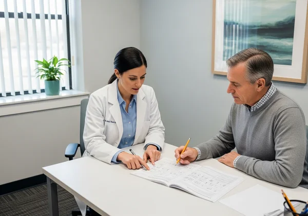 Neuropsychologist conducting a clinical cognitive test